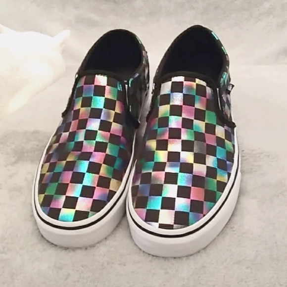 rainbow metallic checkered vans